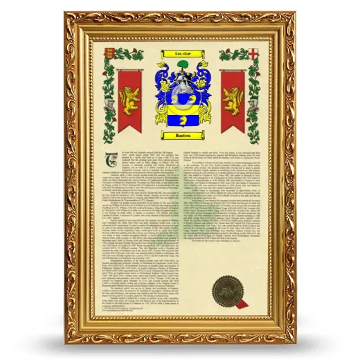 Burten Armorial History Framed - Gold