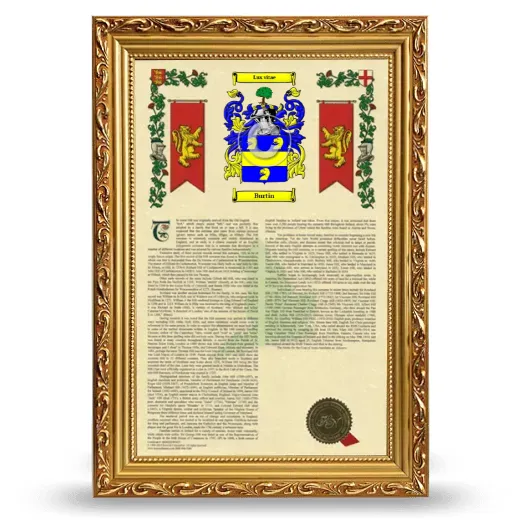 Burtin Armorial History Framed - Gold