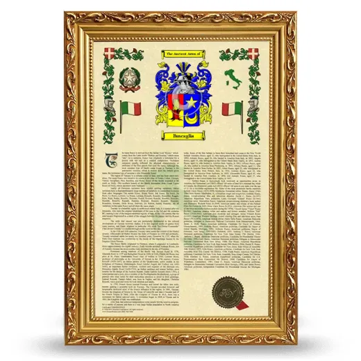 Buscaglia Armorial History Framed - Gold