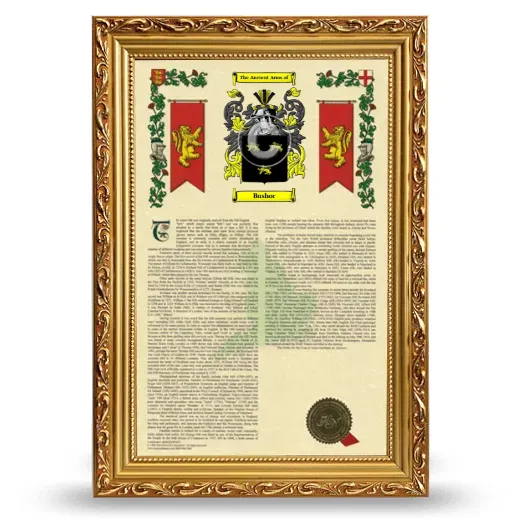 Bushor Armorial History Framed - Gold