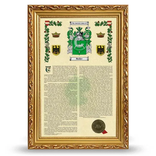Busker Armorial History Framed - Gold