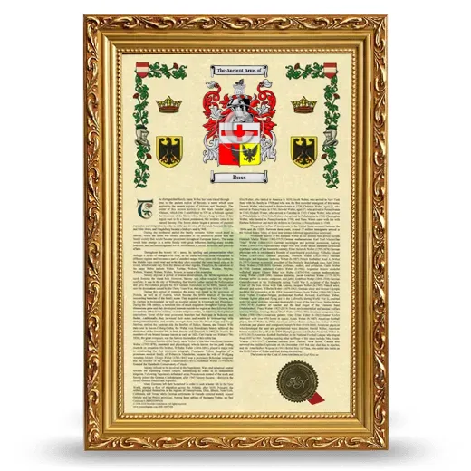 Buss Armorial History Framed - Gold