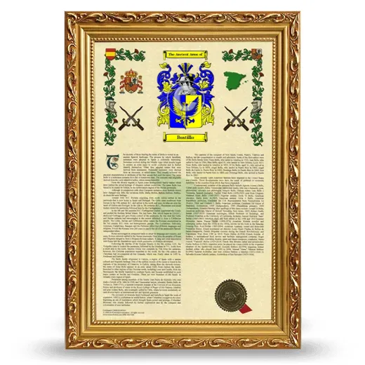 Bustillo Armorial History Framed - Gold