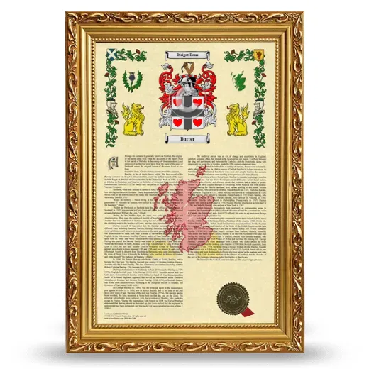 Butter Armorial History Framed - Gold