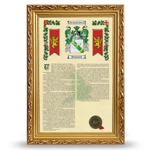 Butterweck Armorial History Framed - Gold