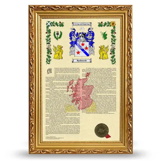 Byckearde Armorial History Framed - Gold