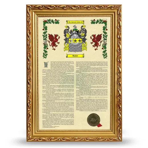 Bynoe Armorial History Framed - Gold