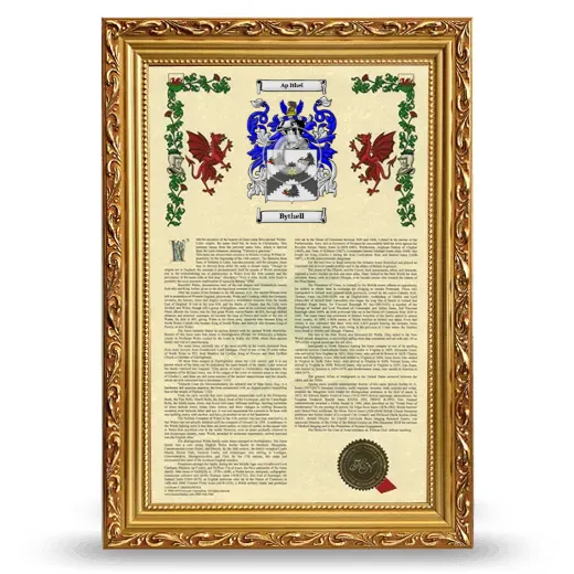 Bythell Armorial History Framed - Gold
