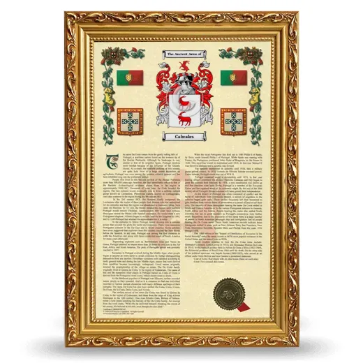 Cabrales Armorial History Framed - Gold