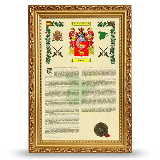 Cabrel Armorial History Framed - Gold