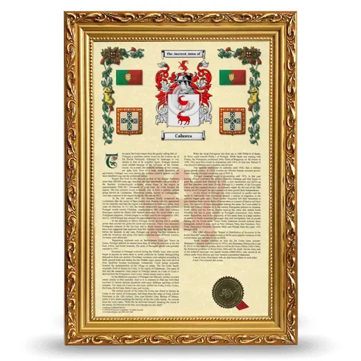Cabrera Armorial History Framed - Gold