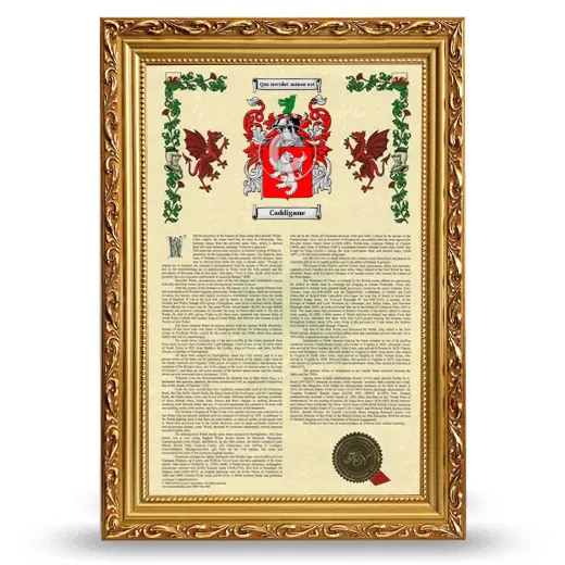Caddigane Armorial History Framed - Gold