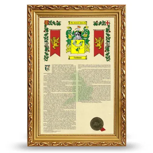 Cadman Armorial History Framed - Gold