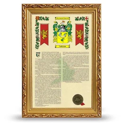 Cadmane Armorial History Framed - Gold