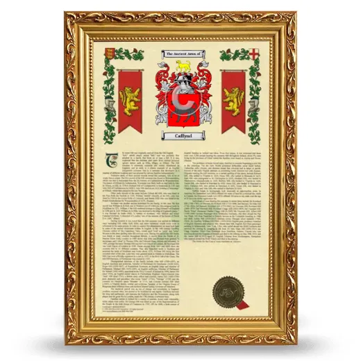 Caffynd Armorial History Framed - Gold
