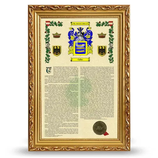 Cahn Armorial History Framed - Gold