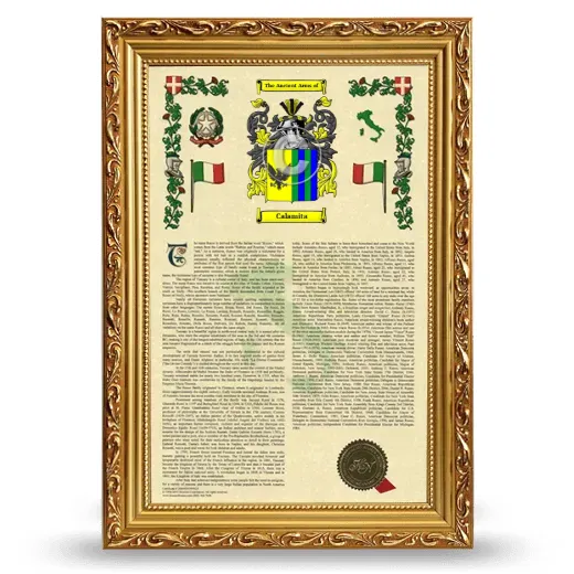 Calamita Armorial History Framed - Gold