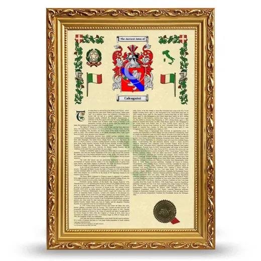 Calcagnini Armorial History Framed - Gold
