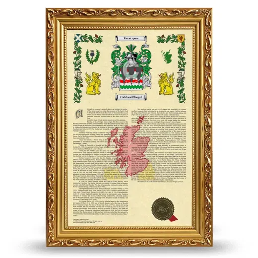 Caldwell'boyd Armorial History Framed - Gold