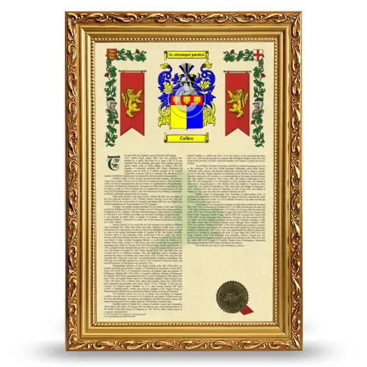 Calico Armorial History Framed - Gold