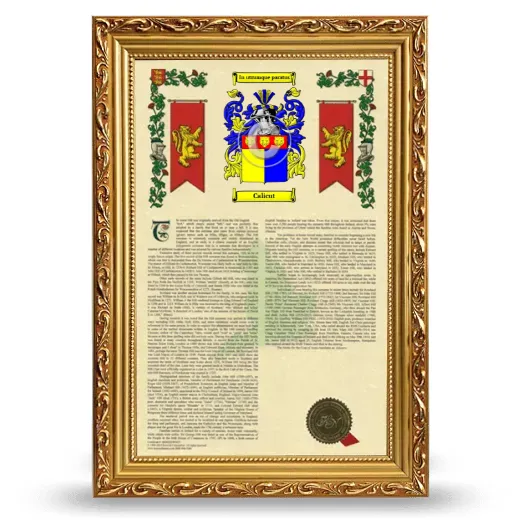 Calicut Armorial History Framed - Gold