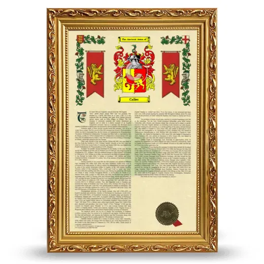 Calier Armorial History Framed - Gold