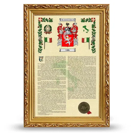 Calio Armorial History Framed - Gold