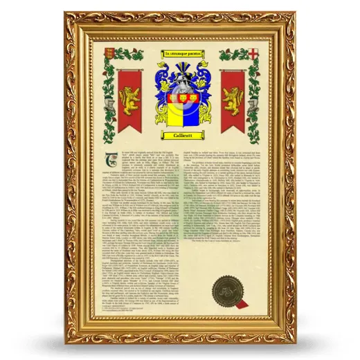 Callicutt Armorial History Framed - Gold