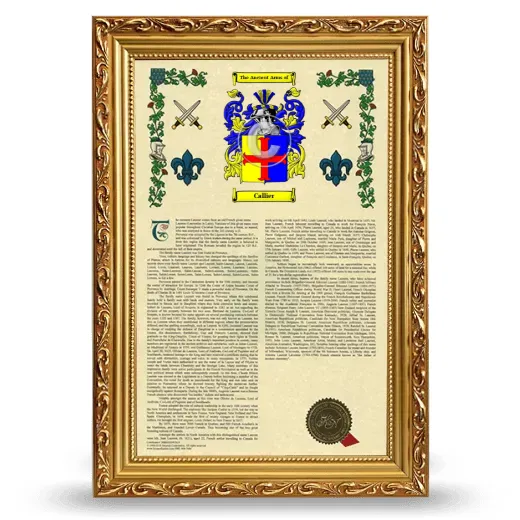 Callier Armorial History Framed - Gold