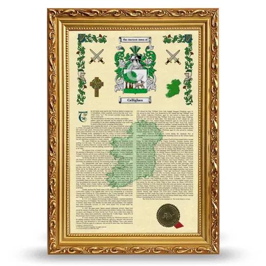 Callighan Armorial History Framed - Gold