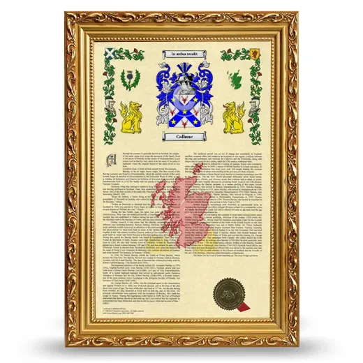 Callone Armorial History Framed - Gold
