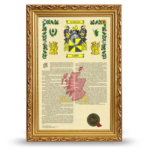 Camblé Armorial History Framed - Gold