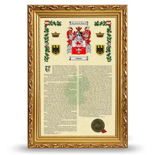 Camer Armorial History Framed - Gold