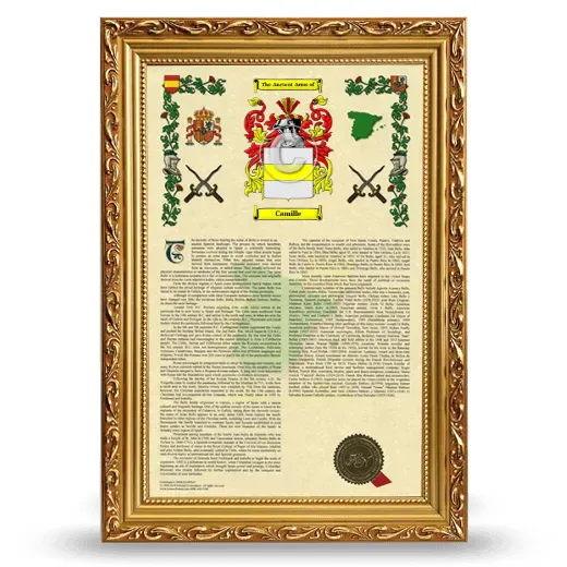 Camille Armorial History Framed - Gold