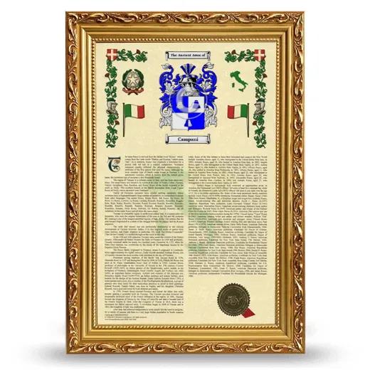 Campani Armorial History Framed - Gold