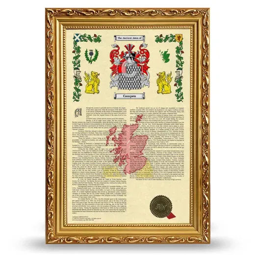 Campen Armorial History Framed - Gold