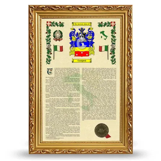 Campesi Armorial History Framed - Gold