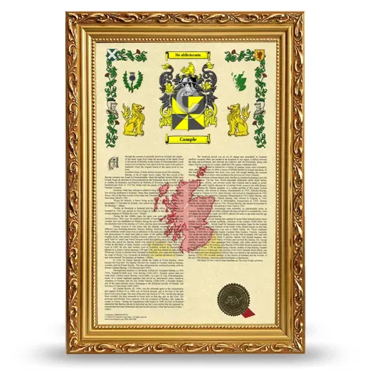 Cample Armorial History Framed - Gold