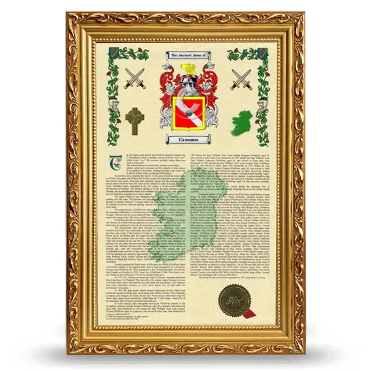 Cannans Armorial History Framed - Gold