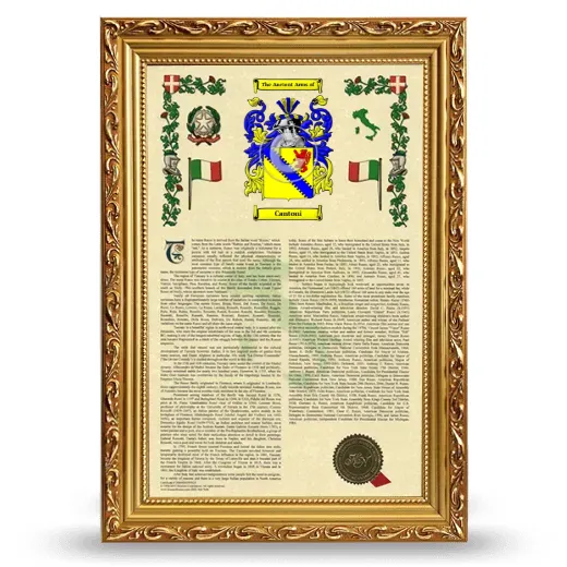 Cantoni Armorial History Framed - Gold