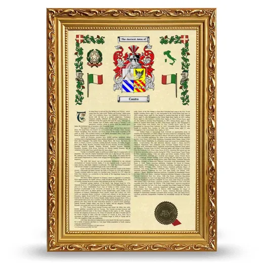 Cantu Armorial History Framed - Gold