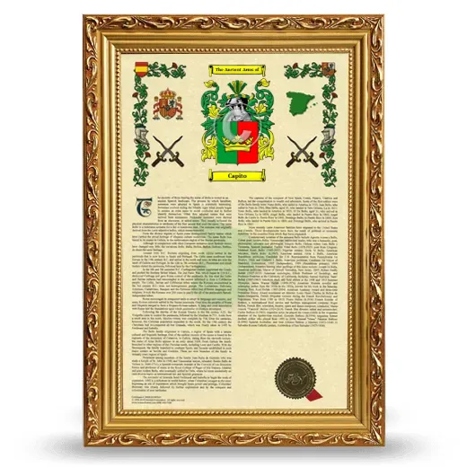 Capito Armorial History Framed - Gold