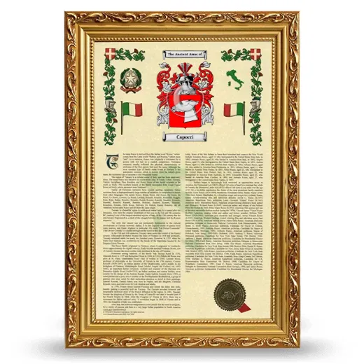 Capocci Armorial History Framed - Gold