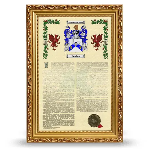 Caradack Armorial History Framed - Gold