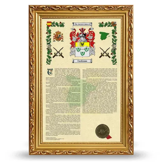 Cardonan Armorial History Framed - Gold