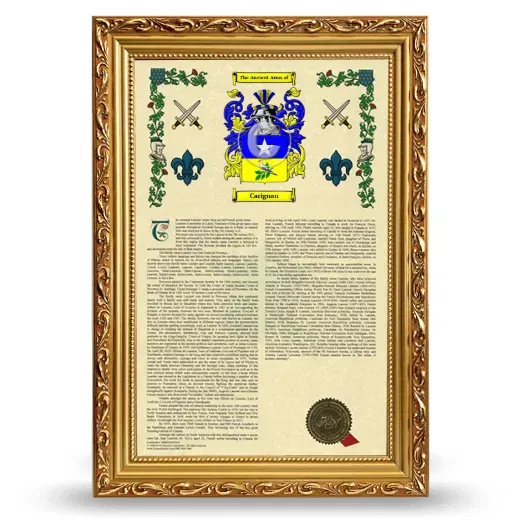 Carignan Armorial History Framed - Gold