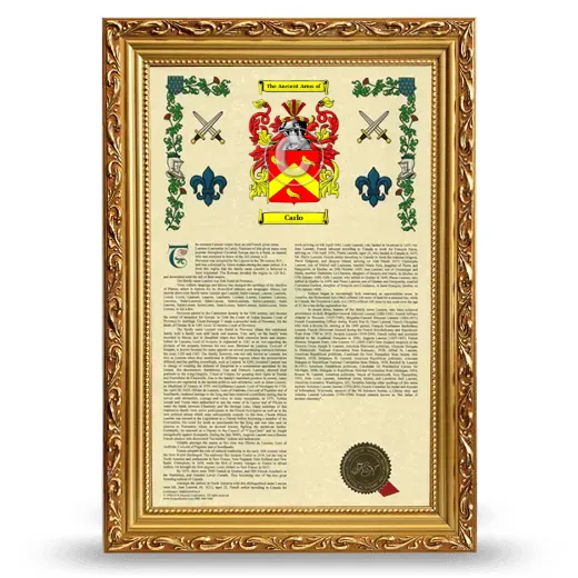 Carlo Armorial History Framed - Gold