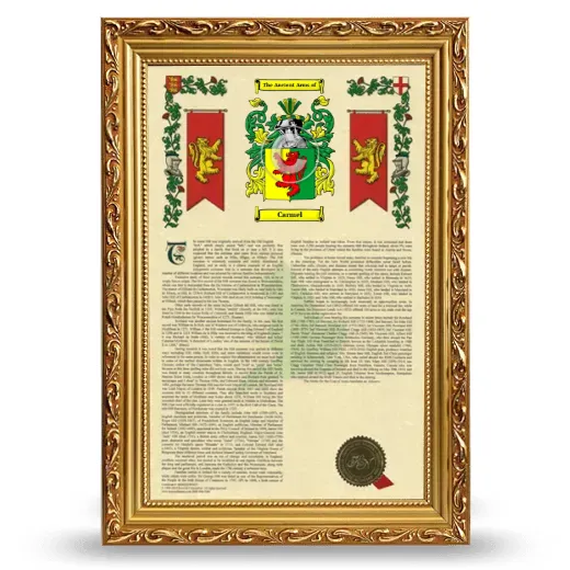 Carmel Armorial History Framed - Gold