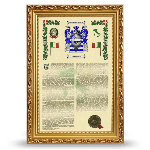 Carnavali Armorial History Framed - Gold