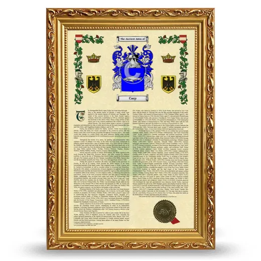 Carp Armorial History Framed - Gold